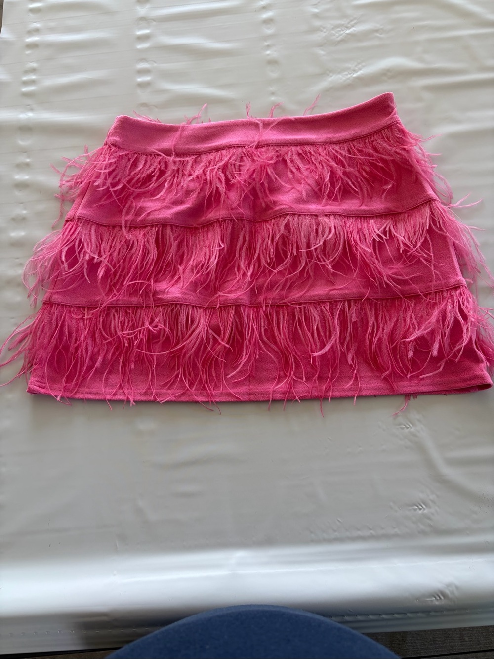 Hot Pink Feather-Trim Mini Skirt